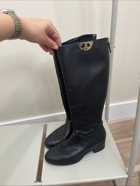 Tory Burch Black Leather Riding Boots